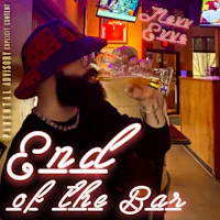 Moody editorial cover art for “End of The Bar” by Nevv Evve showcasing neon nightlife visuals, immersive bar atmosphere, emotional alternative pop storytelling, and cinematic creative direction.